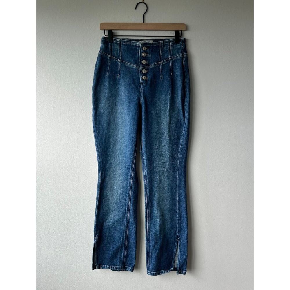 We The Free CRVY High Rise Flare Jeans Button Front Size 27 - Picture 3 of 14